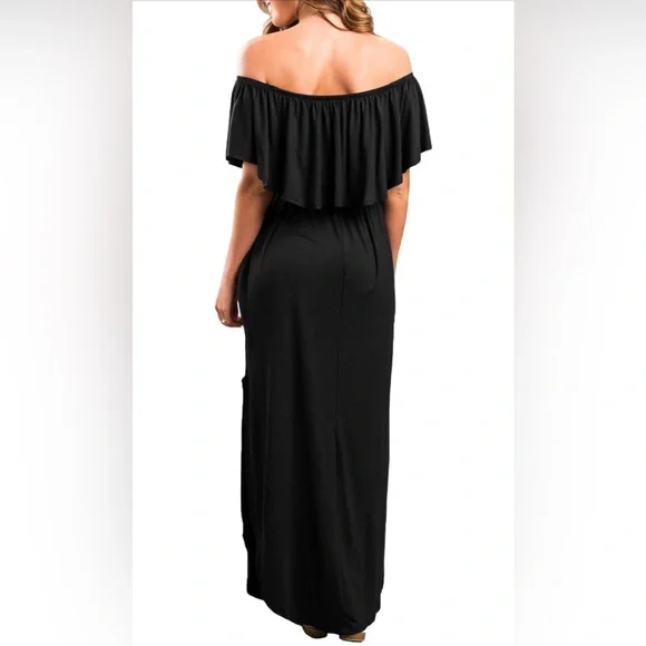 VERABENDI - Womens Off The Shoulder Ruffle Maxi Dress - Picture 2 of 6